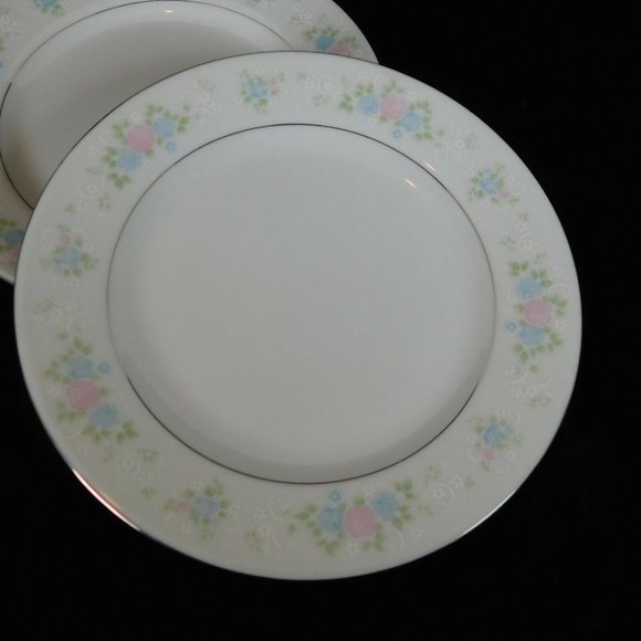 Set of 2 China Garden Prestige Bread Butter Plate 7.125 in Roses Platinum Trim - Picture 5 of 6